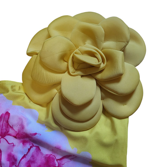 Yellow and pink floral bathing suit and matching skirt set, size XL - Picture 3 of 8